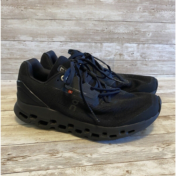 On Cloudstratus Shoes Womens Size 8.5 Black Mesh Sneakers - Picture 1 of 15